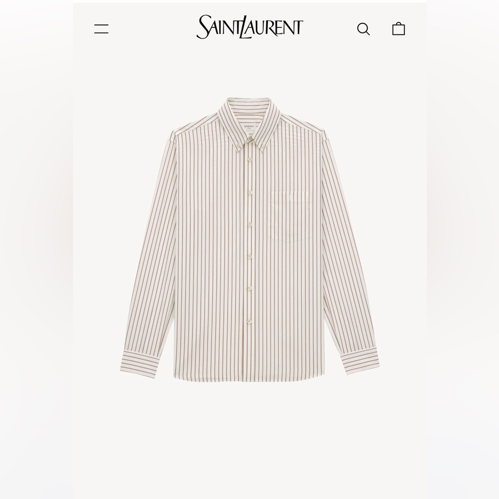 Saint Laurent Classic Striped womens Shirt - White and Brown